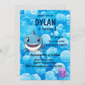 シャーク誕生日ファースト・デイ海キッズパーティー 招待状 (正面/裏面)