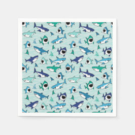 シャーク誕生日ブルー スタンダードカクテルナプキン