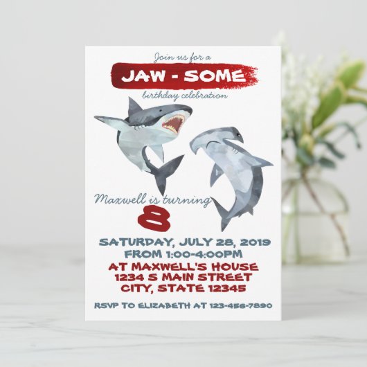 シャーク誕生日 招待状 (スタンド正面)