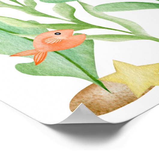 シャーク赤ちゃんシャワー海の下のウェルカムサイン ポスター (角)