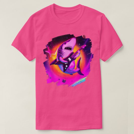 シャーク遊ズギター宇宙宇宙サメ Tシャツ (デザイン正面)