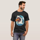 シャーク食べ物のピザの子供へ誕生日パーティギフト Tシャツ (正面フル)