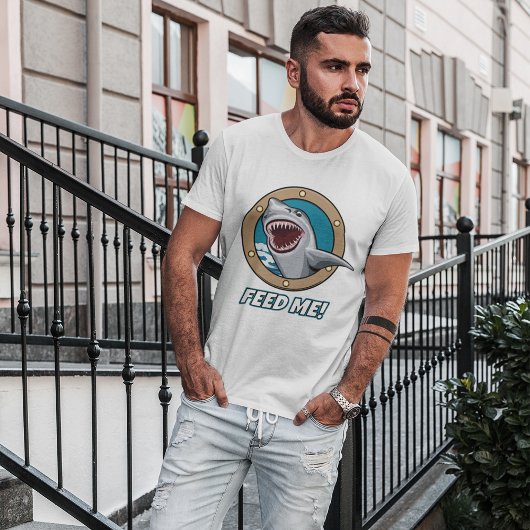 シャーク食べ物を与えメTシャツ Tシャツ