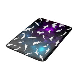 シャーク魚の白い影オンダーク銀河系宇宙 バスマット