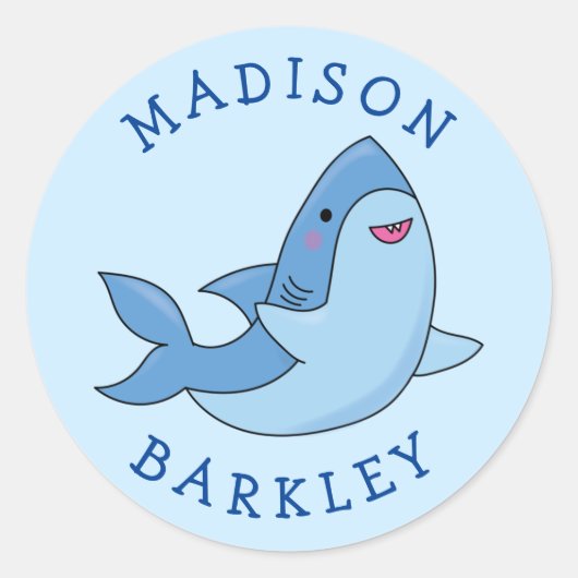 シャーク・キッズカワイイかわいい封筒用シールシール ラウンドシール (正面)