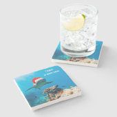 シャーク・クリスマス大理石コースター ストーンコースター (横)