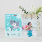 シャーク・シャークタスティックプール誕生日パーティー写真 招待状 (スタンド正面)