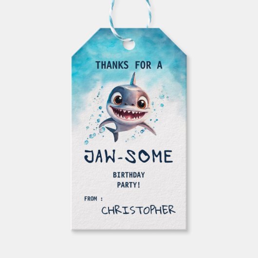 シャーク・ジャワソームさん誕生日パーティーのお願い ギフトタグ (正面)