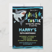 シャーク・タスティック誕生日パーティシャーク・ボーイズ・プールパーティー 招待状 (正面)