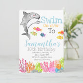 シャーク·テーマ·キッド誕生日の招待 招待状 (スタンド正面)