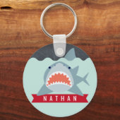 シャーク・ネイビー・ブルー・ザ・ウォーター キーホルダー (正面)