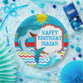 シャーク·バースデー·パーティーパーソナライズされた紙プレート ペーパープレート (パーティー)