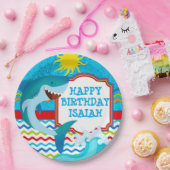 シャーク·バースデー·パーティーパーソナライズされた紙プレート ペーパープレート (パーティー)