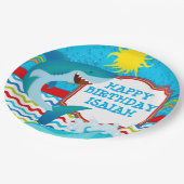 シャーク·バースデー·パーティーパーソナライズされた紙プレート ペーパープレート (アングル)