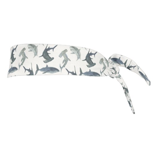 シャーク・ヘッドバンド | 水彩シャーク模様 タイヘッドバンド (回転90)