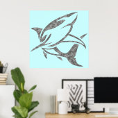 シャーク ポスター (ホームオフィス)