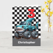 シャーク・モンスタートラック3回目の誕生日 カード (黄色い花)