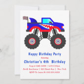 シャーク・モンスタートラック4th誕生日招待状 (正面)