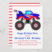 シャーク・モンスタートラック4th誕生日招待状 (正面/裏面)