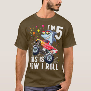 シャーク・モンスタートラック5誕生日少年少女 Tシャツ