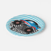 シャーク・モンスタ市松模様にー・トラック・青ストライプい ペーパープレート (アングル)