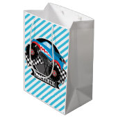 シャーク・モンスタ市松模様にー・トラック・青ストライプい ミディアムペーパーバッグ (裏面アングル)