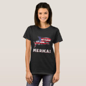 シャーク 7月4日 独立記念日 アメリカ国旗 Tシャツ (正面フル)