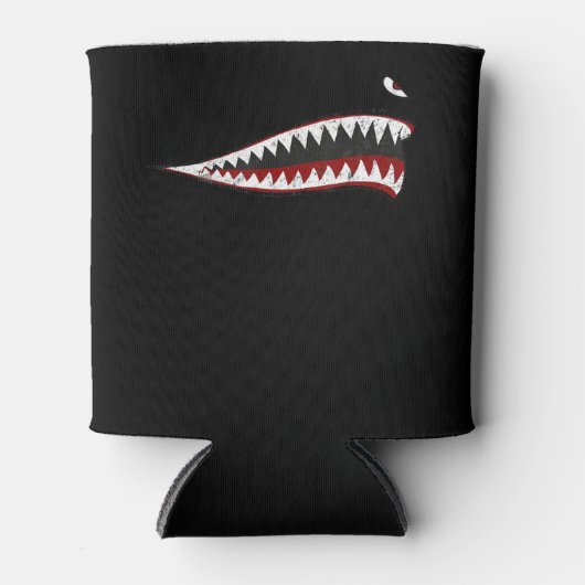 シャークP-40ワルホークノーズアートウィイ第2次世界大戦飛行機 缶クーラー (正面)