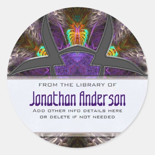 シャーシカンフラクタル蔵書票ステッカー ラウンドシール (正面)