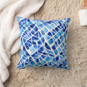 シャードウォーターカラーインディゴブルー抽象芸術パターン クッション (ブランケット)