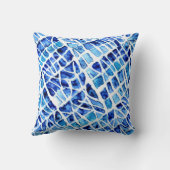 シャードウォーターカラーインディゴブルー抽象芸術パターン クッション (裏面)