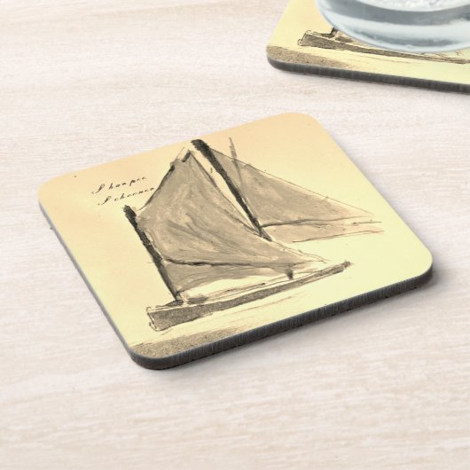 シャーパイスクーナーセーリングボート – 懸命プラスチックコースター コースター (左側)