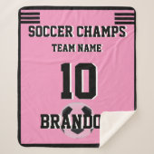 シャーパブランクサッカーピンクの白い黒のラブスポーツ シェルパブランケット (正面)