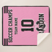 シャーパブランクサッカーピンクの白い黒のラブスポーツ シェルパブランケット (正面(横))