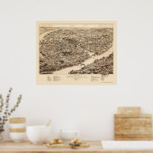 シャーブルック，ケベック，カナダパノラママップ – 1881 ポスター (キッチン)