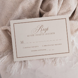 シャープなアイボリーとタウペのボーダー | 高級感のあるナチュラルな結婚式 出欠カード