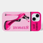 シャープなエレガンス: キスを飛ばすおしゃれな女性 Case-Mate iPhoneケース (裏面 (横))