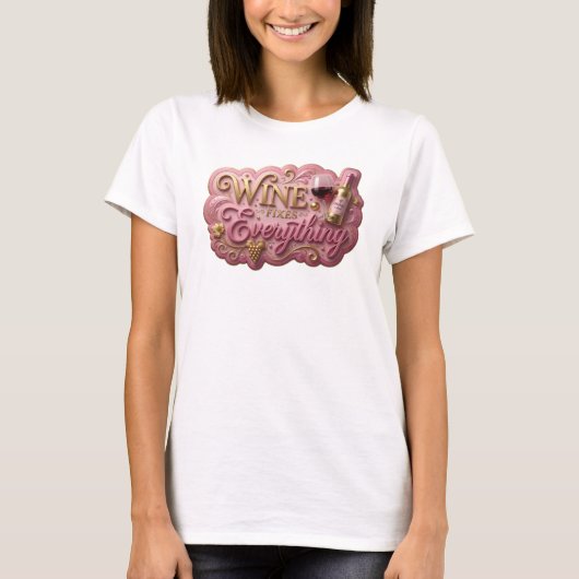 シャープなゴールドのWINE FIXES EVERYTHING Tee v2 Tシャツ (正面)
