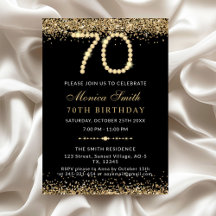 シャープなゴールドダイヤモンドの70歳の誕生日パーティーの招待状