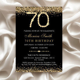 シャープなゴールドダイヤモンドの70歳の誕生日パーティーの招待状 招待状