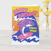 シャープなサメの誕生日レタープレスカード カード (黄色い花)