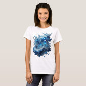 シャープなシルバーのWATER ELEMENTテキストデザイン Tシャツ (正面フル)