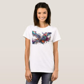 シャープなシルバー色の抽象芸術ステートメントTシャツ Tシャツ (正面フル)