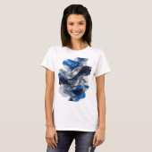 シャープなシルバー BLUE AND SILVER WAVES Tシャツデザイン Tシャツ (正面フル)