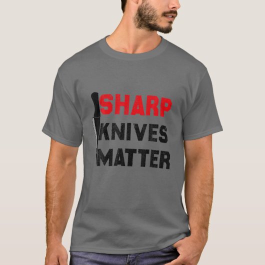 シャープなナイフのマテおもしろいント Tシャツ (正面)