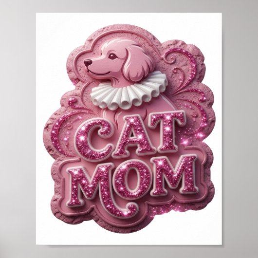 シャープなピンクのCAT MOMデザイン ポスター (正面)