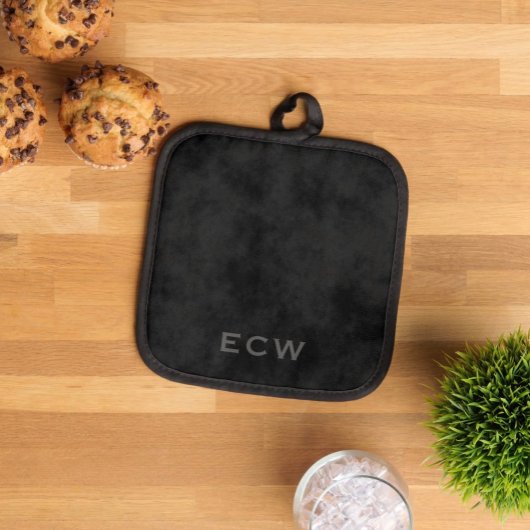 シャープなフェイク斑入りブラックポットホルダー 鍋敷き