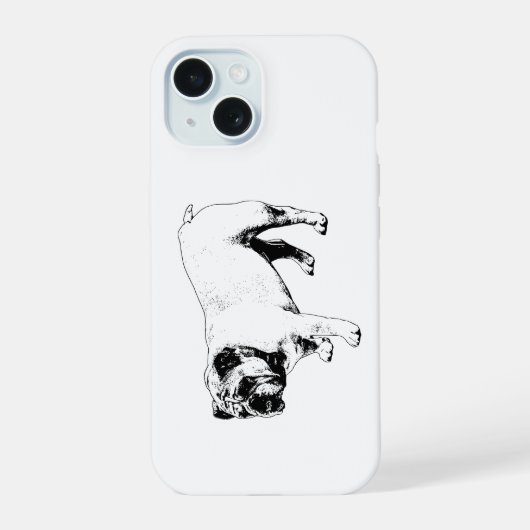 シャープなブルドッグのフォルム iPhone 15ケース (裏面)