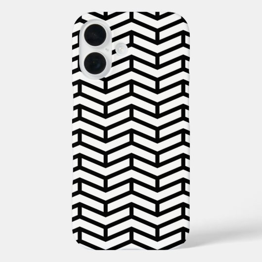 シャープな向かい合う矢印シェブロン白ブラック Case-Mate iPhoneケース (裏面)