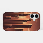 シャープな幾何学的な都市のビンテージ iPhone 16ケース (裏面横)